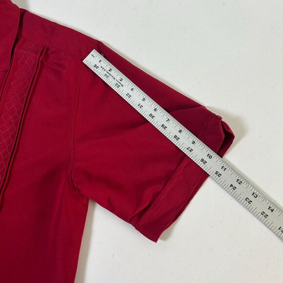 Cubavera Button Up Shirt Mens L Red Embroidered Short Sleeve Bowling - Picture 9 of 11